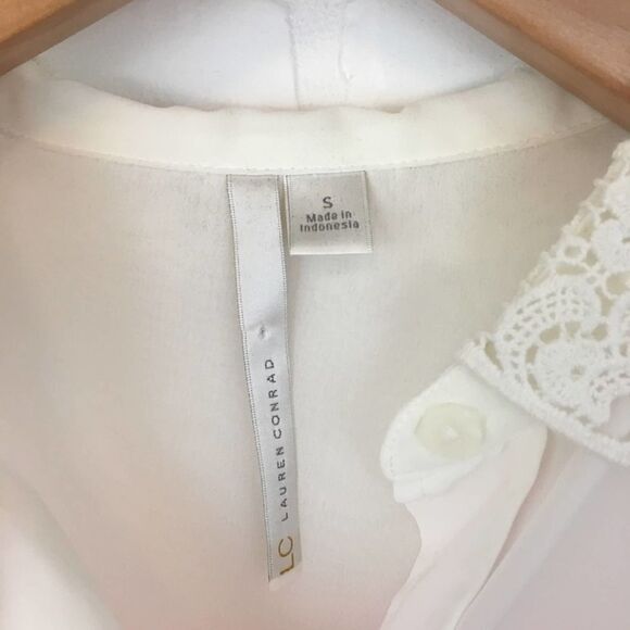 LC Lauren Conrad Sheer Button Up Striped Blouse - Picture 3 of 8